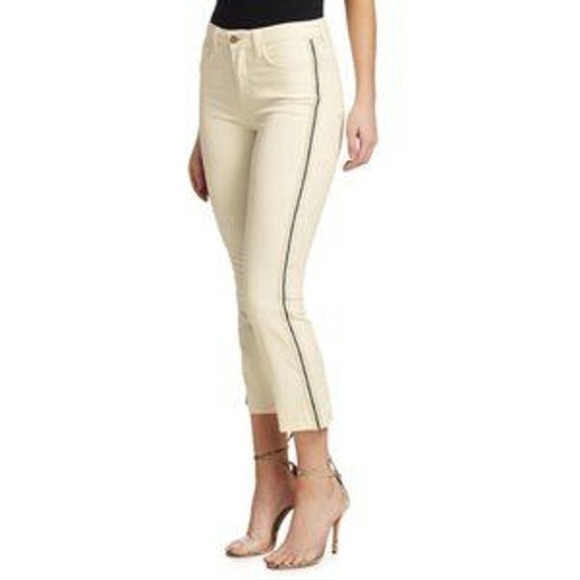 L'AGENCE 'Nadia' Side-Stripe Cropped Straight Leg Jeans, Vintage White Size 27 - Picture 1 of 11